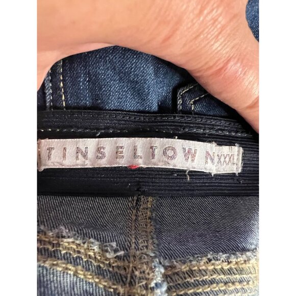 Tinseltown XXXL Dark Blue High Rise Jeans Stretch Pull On Flare Y2K - Picture 8 of 11